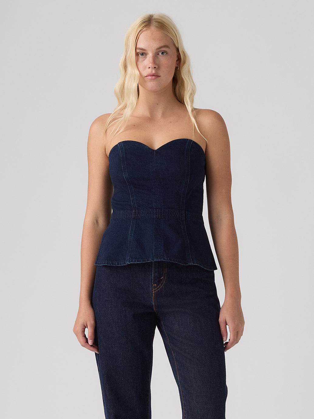 Women's Solid Slim Fit Denim Tube Top