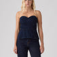 Women's Solid Slim Fit Denim Tube Top - Front View