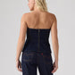 Women's Solid Slim Fit Denim Tube Top - Back View