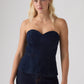Women's Solid Slim Fit Denim Tube Top - 1 View