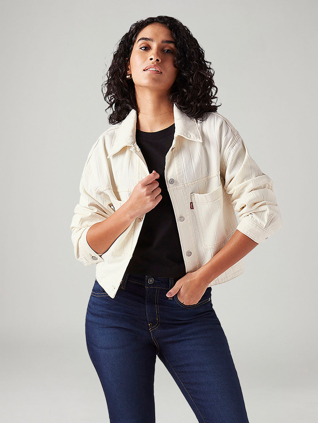 Women's Jacquard Regular Fit Trucker Jacket