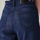 Women's Dark Blue Ribcage Wide Leg Fit High Rise Redloop Jeans - Detail View