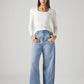 Women's Light Blue Ribcage Wide Leg Fit High Rise Redloop Jeans - Styleshot View