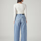 Women's Light Blue Ribcage Wide Leg Fit High Rise Redloop Jeans - Back View