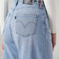 Women's Light Blue Ribcage Wide Leg Fit High Rise Redloop Jeans - Detail View