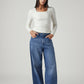 Women's Blue Ribcage Wide Leg Fit High Rise Redloop Jeans - Front View