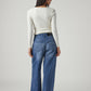 Women's Blue Ribcage Wide Leg Fit High Rise Redloop Jeans - Back View