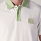 Men's Colorblock Off White Loose Fit Pique Polo T shirt - Detail View