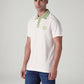 Men's Colorblock Off White Loose Fit Pique Polo T shirt - Side View