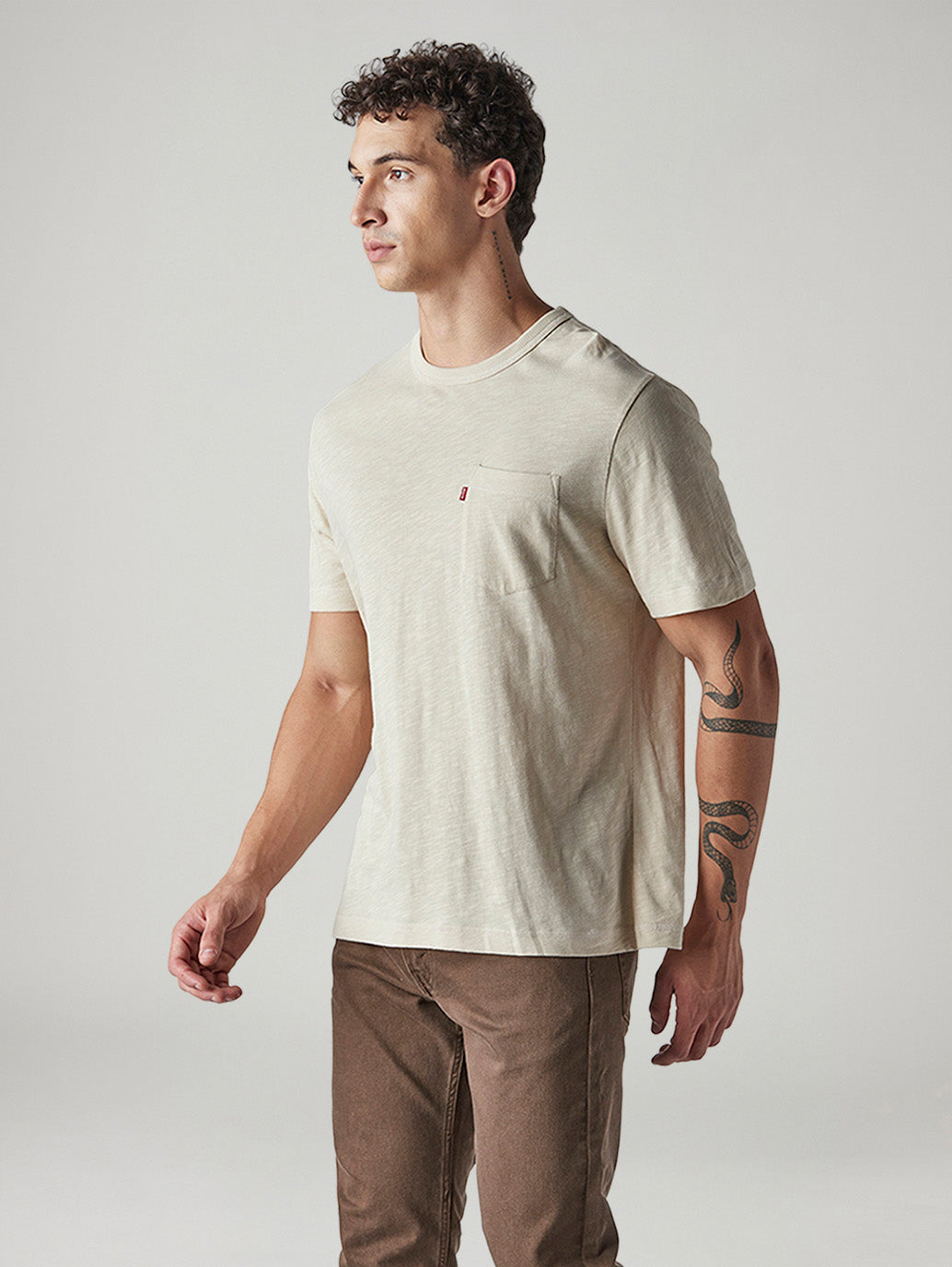 Men's Solid Regular Fit Jersey T-Shirt - Side View