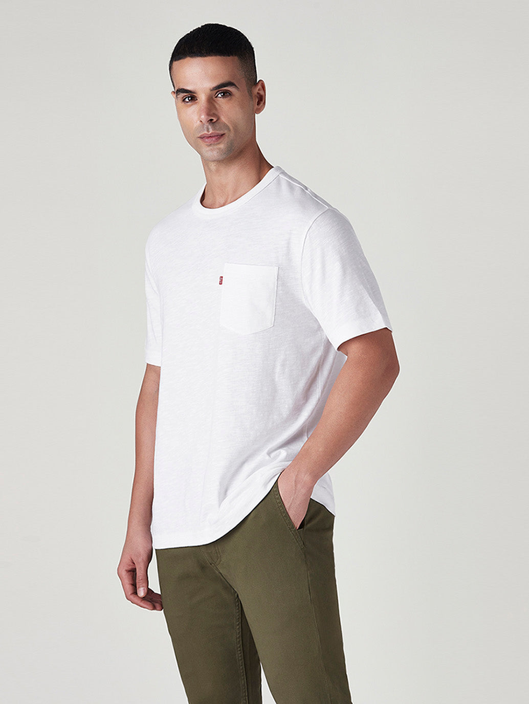 Men's Solid Regular Fit Jersey T-Shirt - Side View