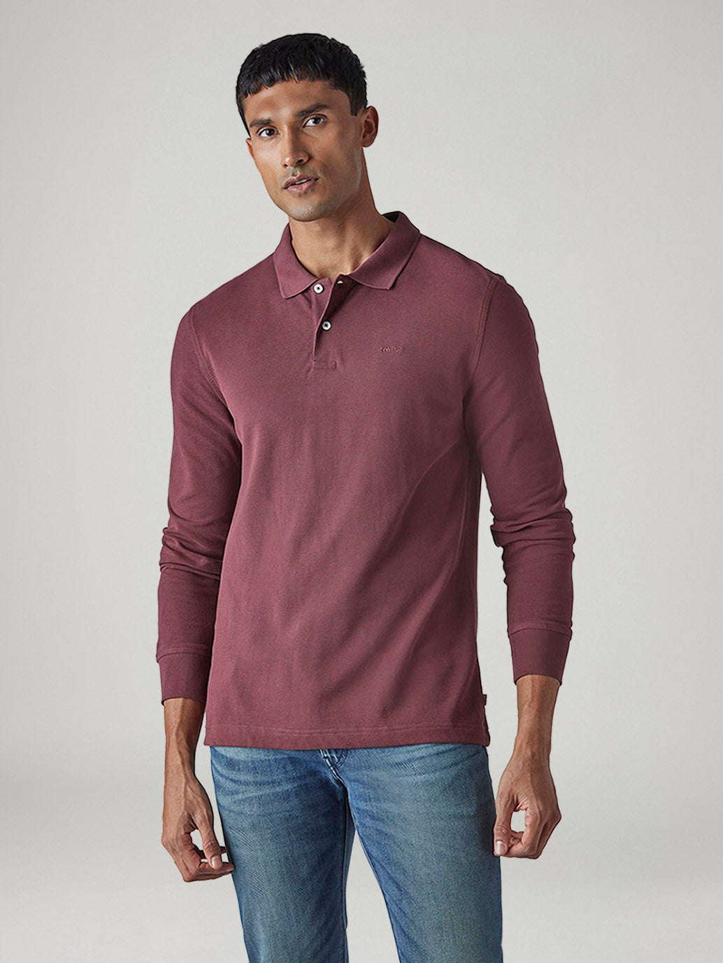 Men's Solid Maroon Pique Polo T-Shirt - Front View