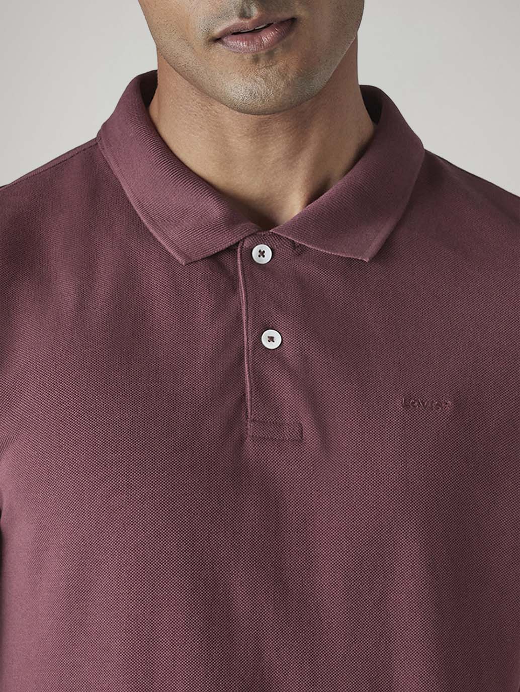 Men's Solid Maroon Pique Polo T-Shirt - Detail View