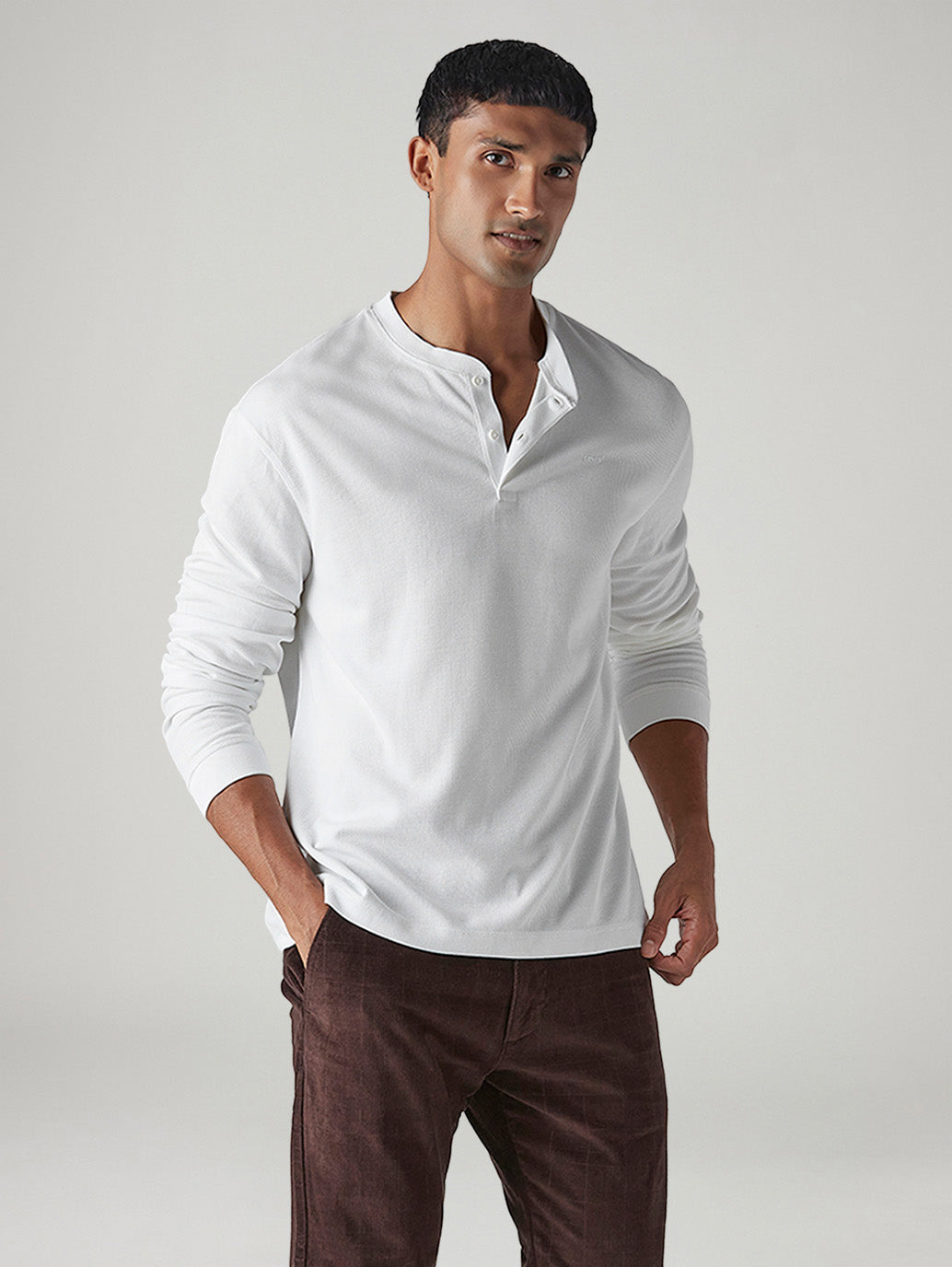 Men's Solid Regular Fit Waffle T-Shirt