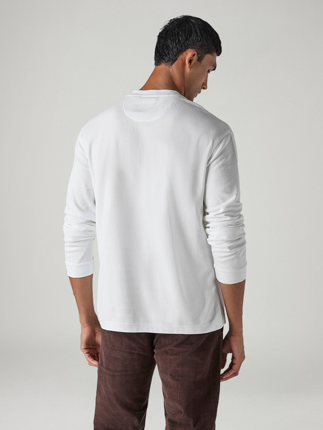 Men's Solid Regular Fit Waffle T-Shirt - Back View