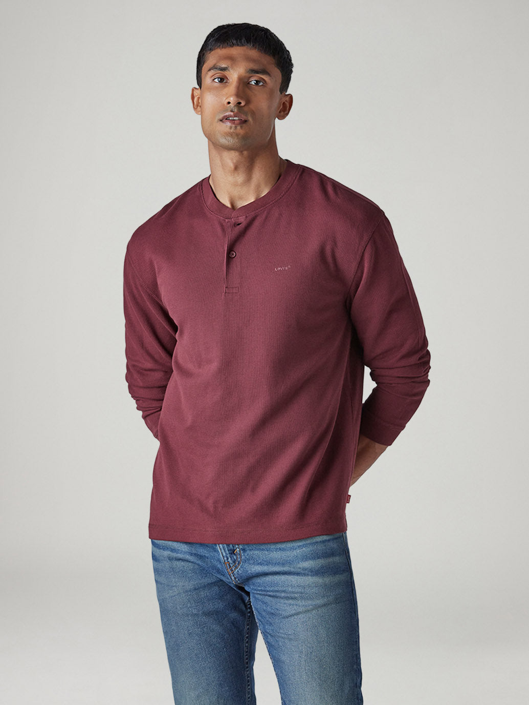Men's Solid Regular Fit Waffle T-Shirt - Front View