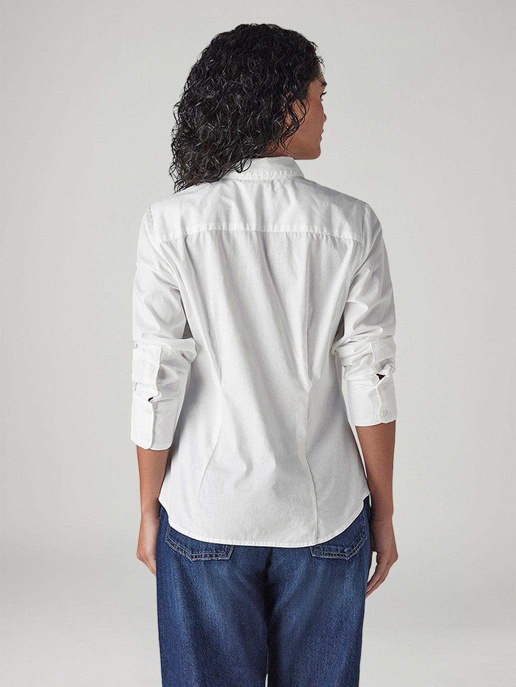Women's Solid Slim Fit Poplin Shirt - Back View