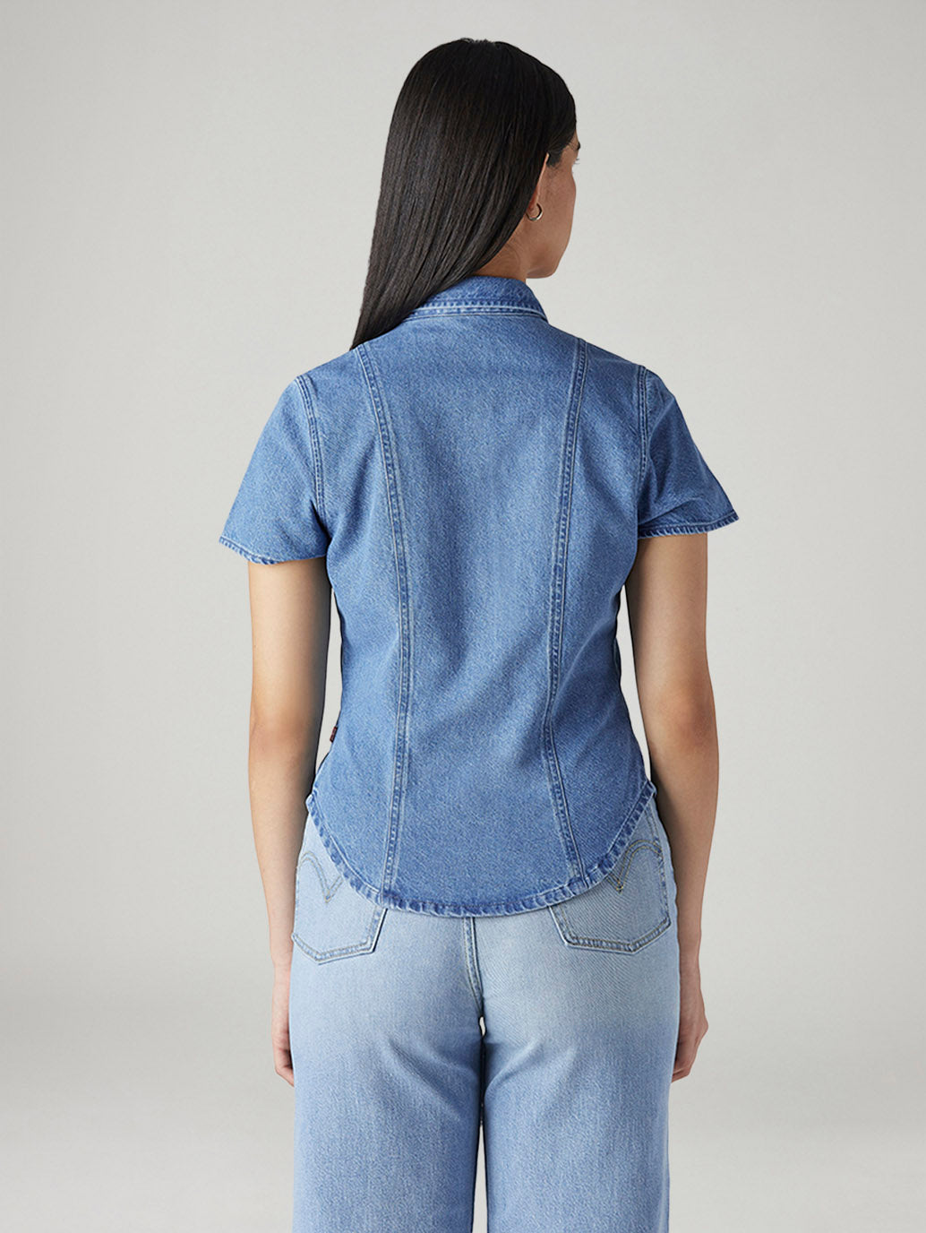 Women's Solid Regular Fit Shirt - Back View
