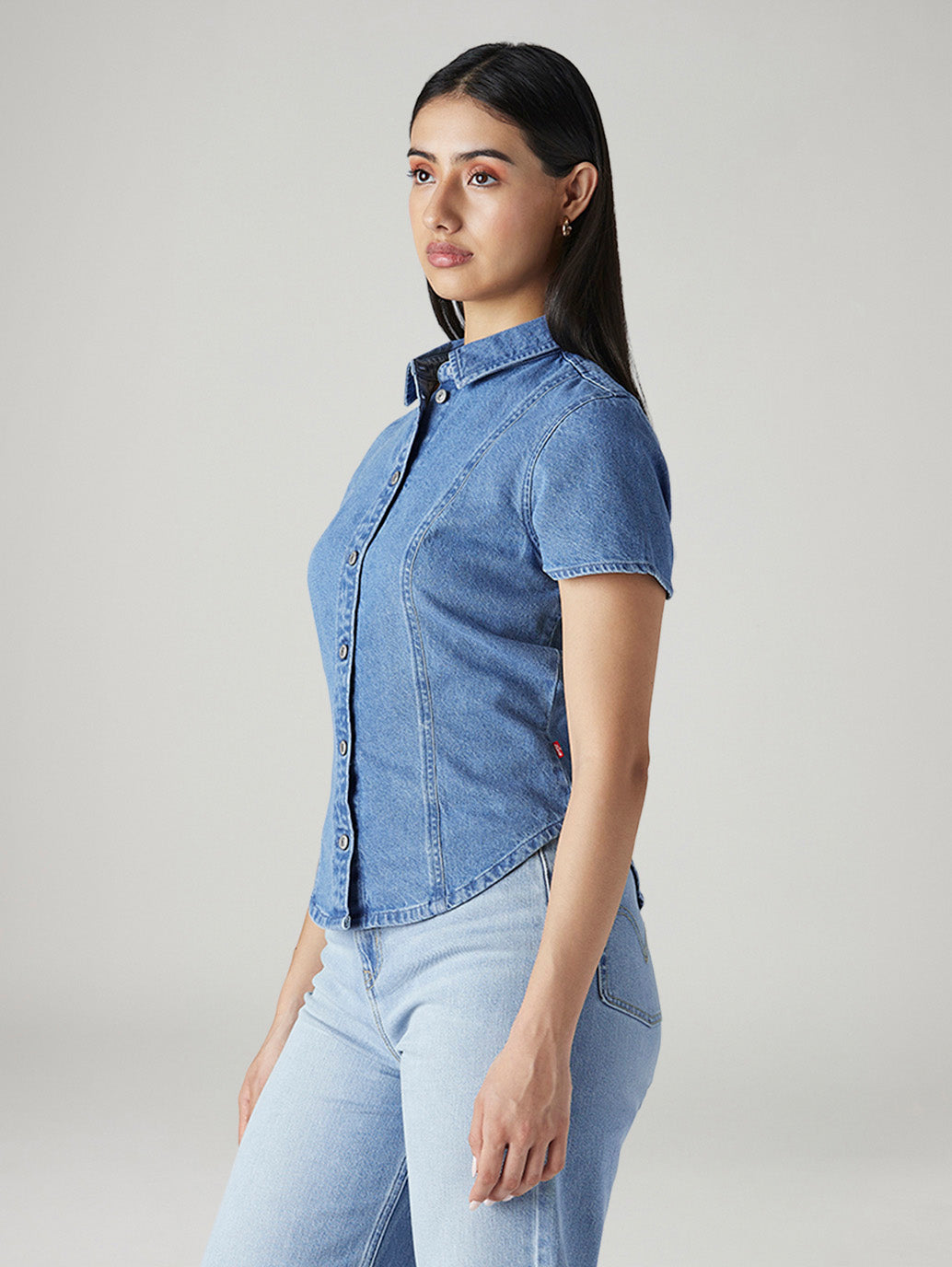 Women's Solid Regular Fit Shirt - Side View