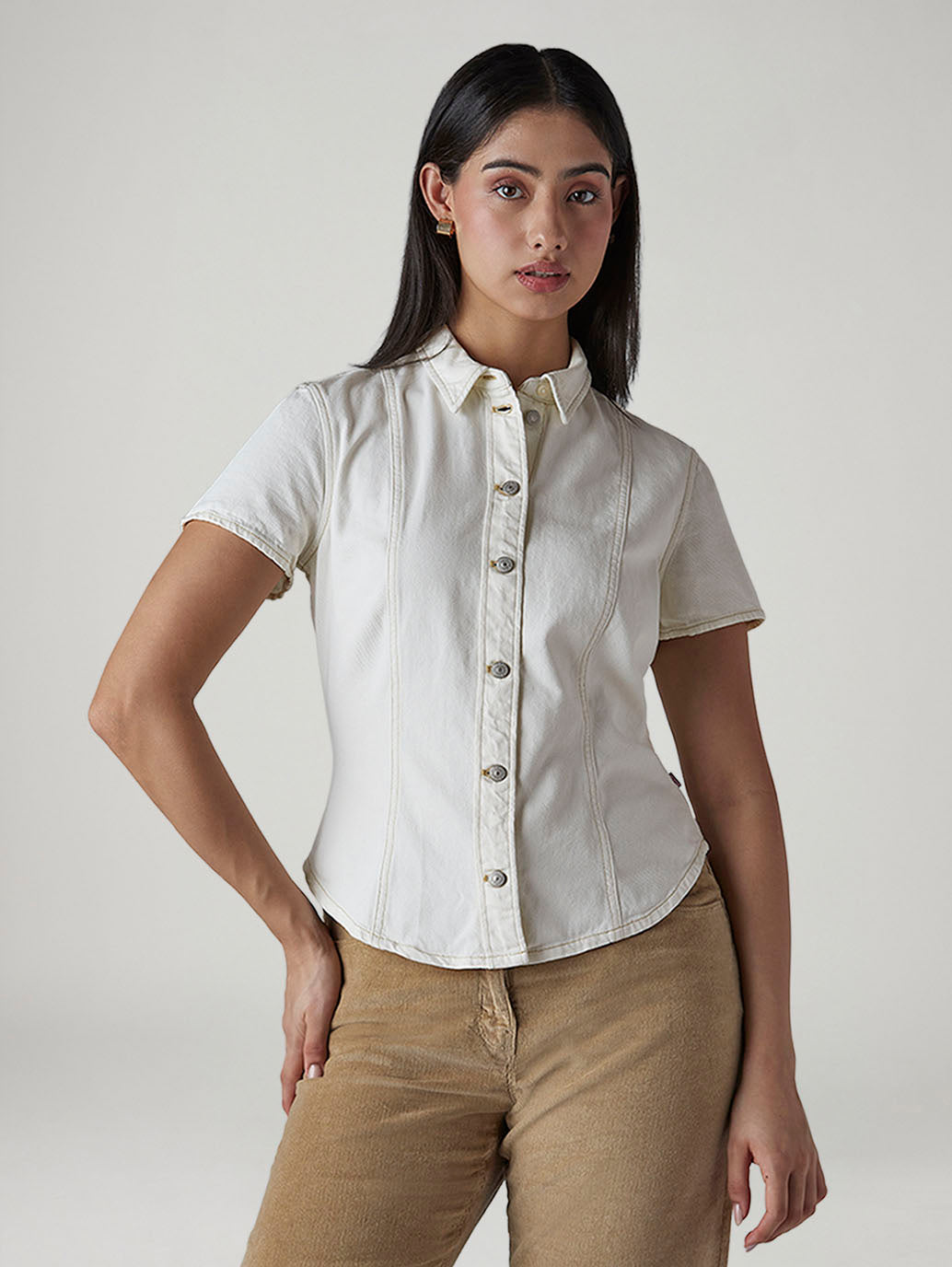 Women's Solid Regular Fit Denim Shirt
