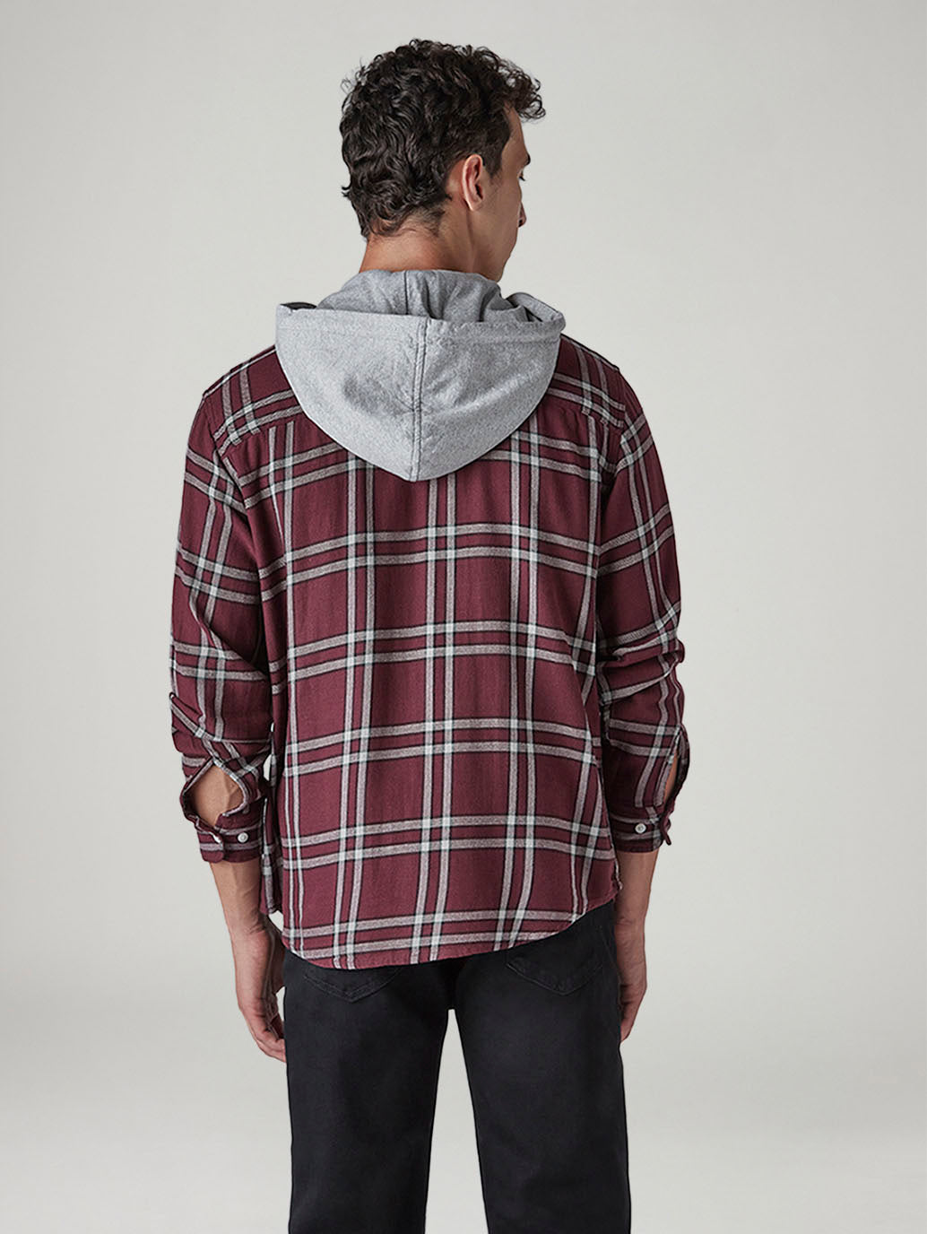 Men's Checkered Relaxed Fit Shirt - Back View