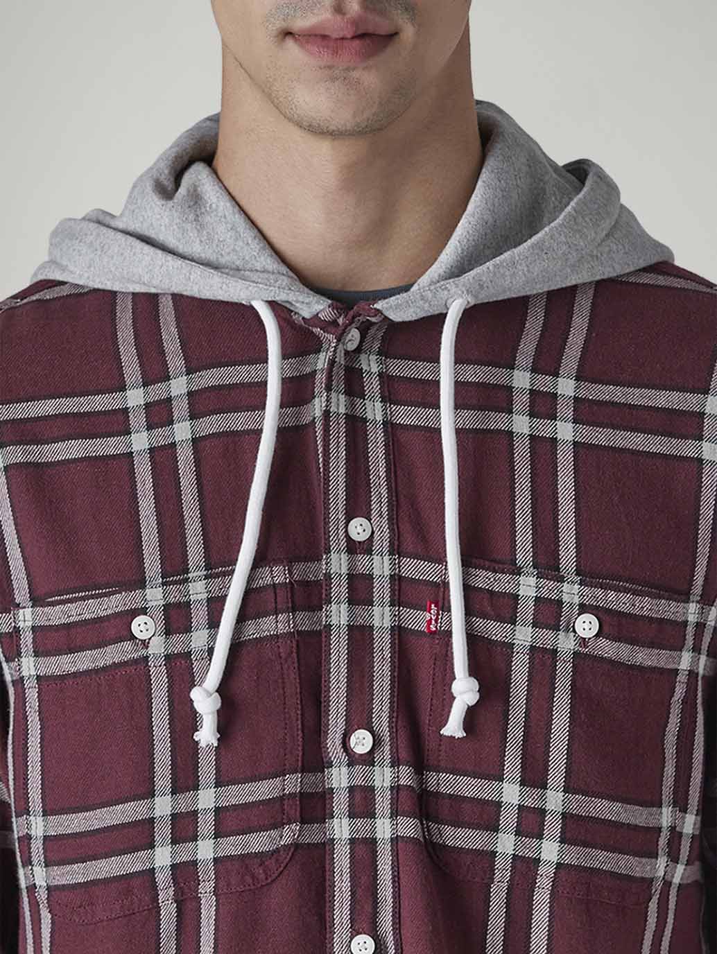 Men's Checkered Relaxed Fit Shirt - Detail View