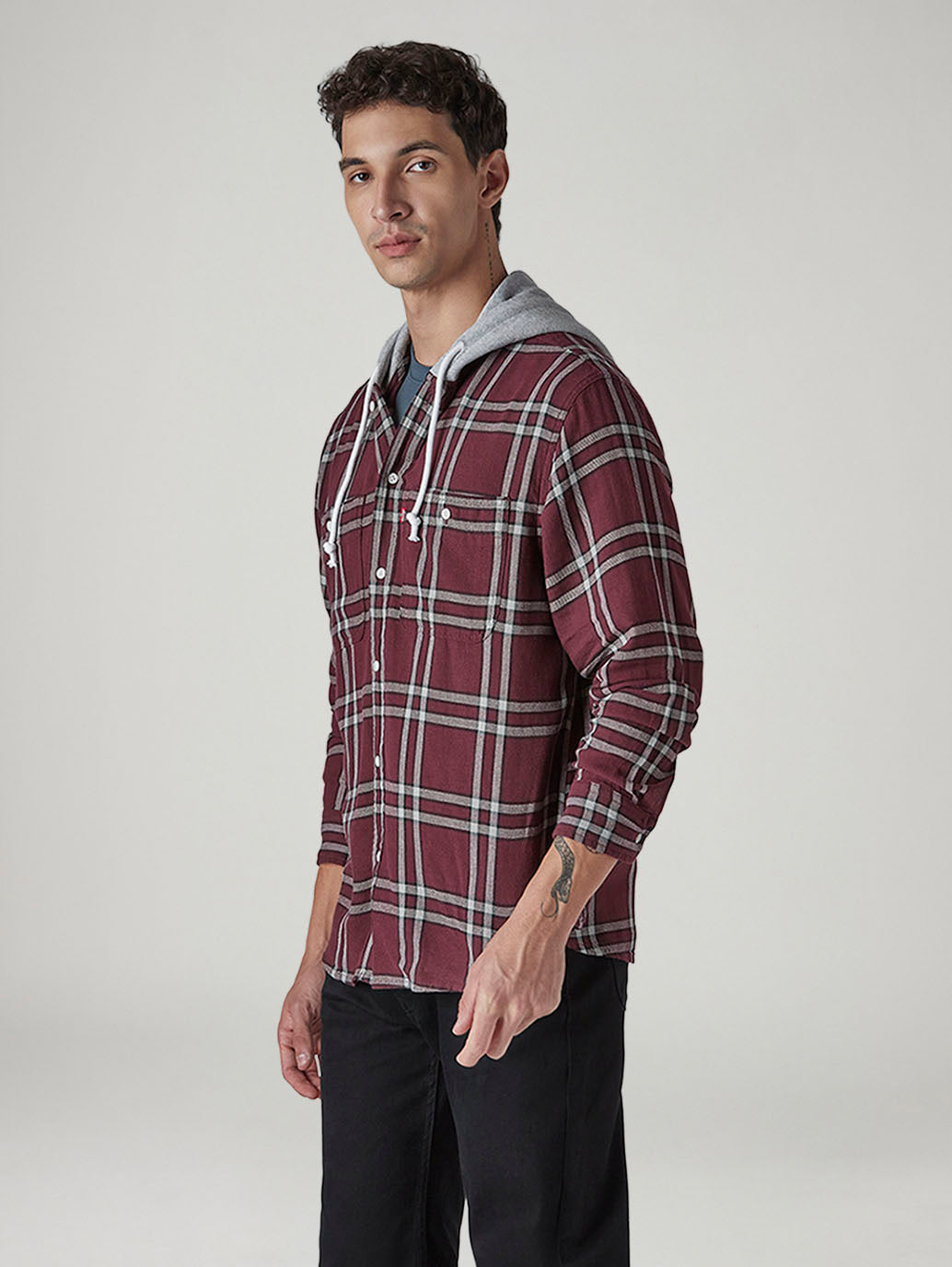 Men's Checkered Relaxed Fit Shirt - Side View