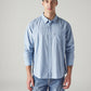 Men's Striped Relaxed Fit Poplin Shirt - Front View