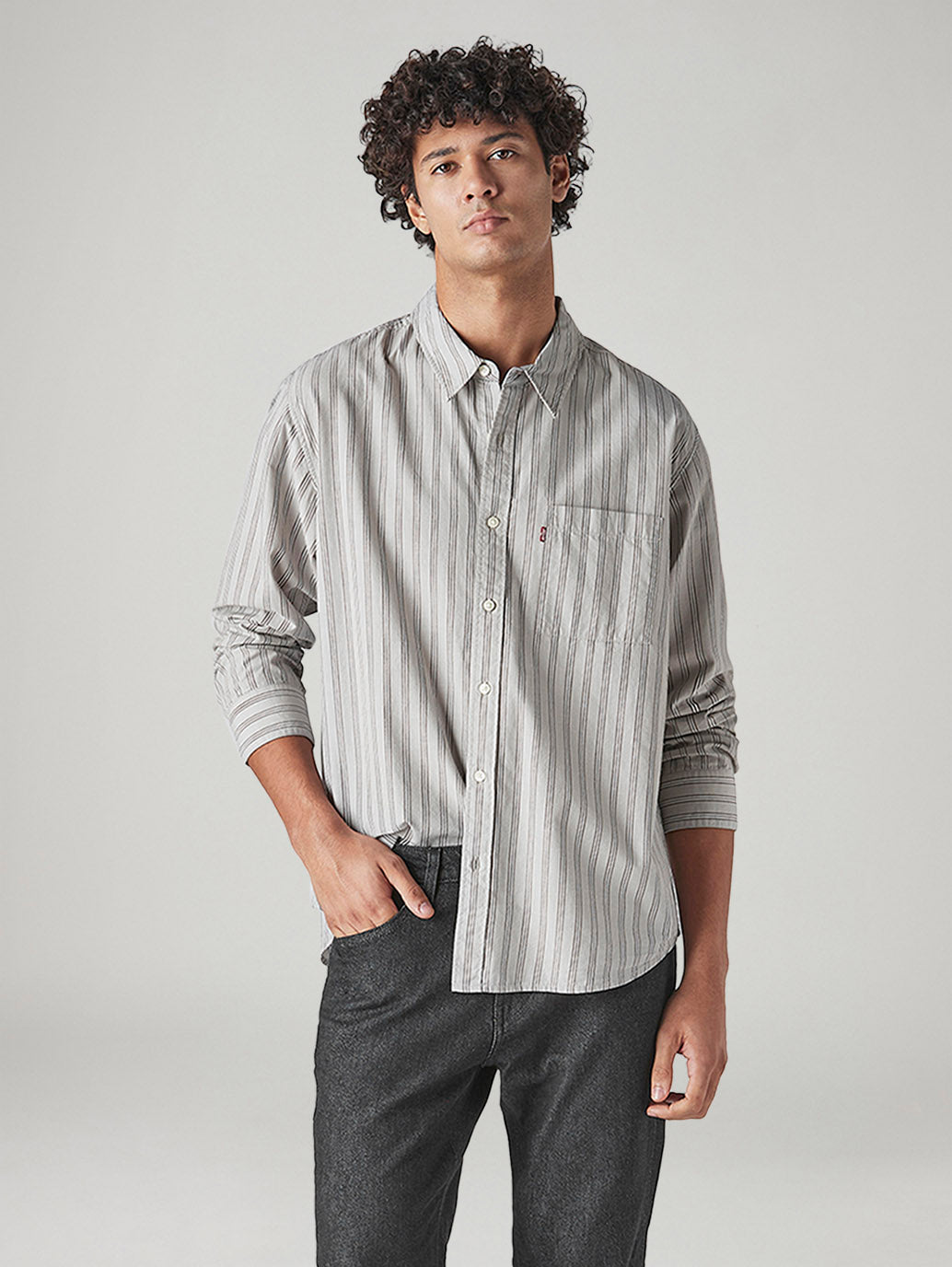 Men's Striped Relaxed Fit Poplin Shirt