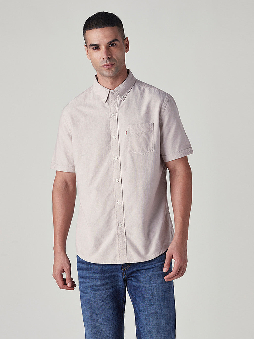Men's Solid Slim Fit Oxford Shirt - Front View