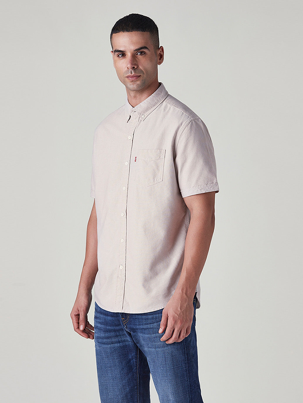 Men's Solid Slim Fit Oxford Shirt - Side View