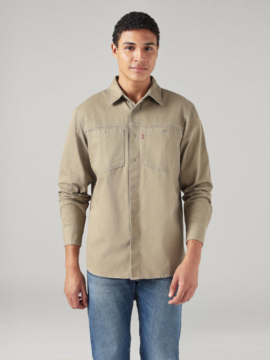 Men's Solid Relaxed Fit Shirt - Front View