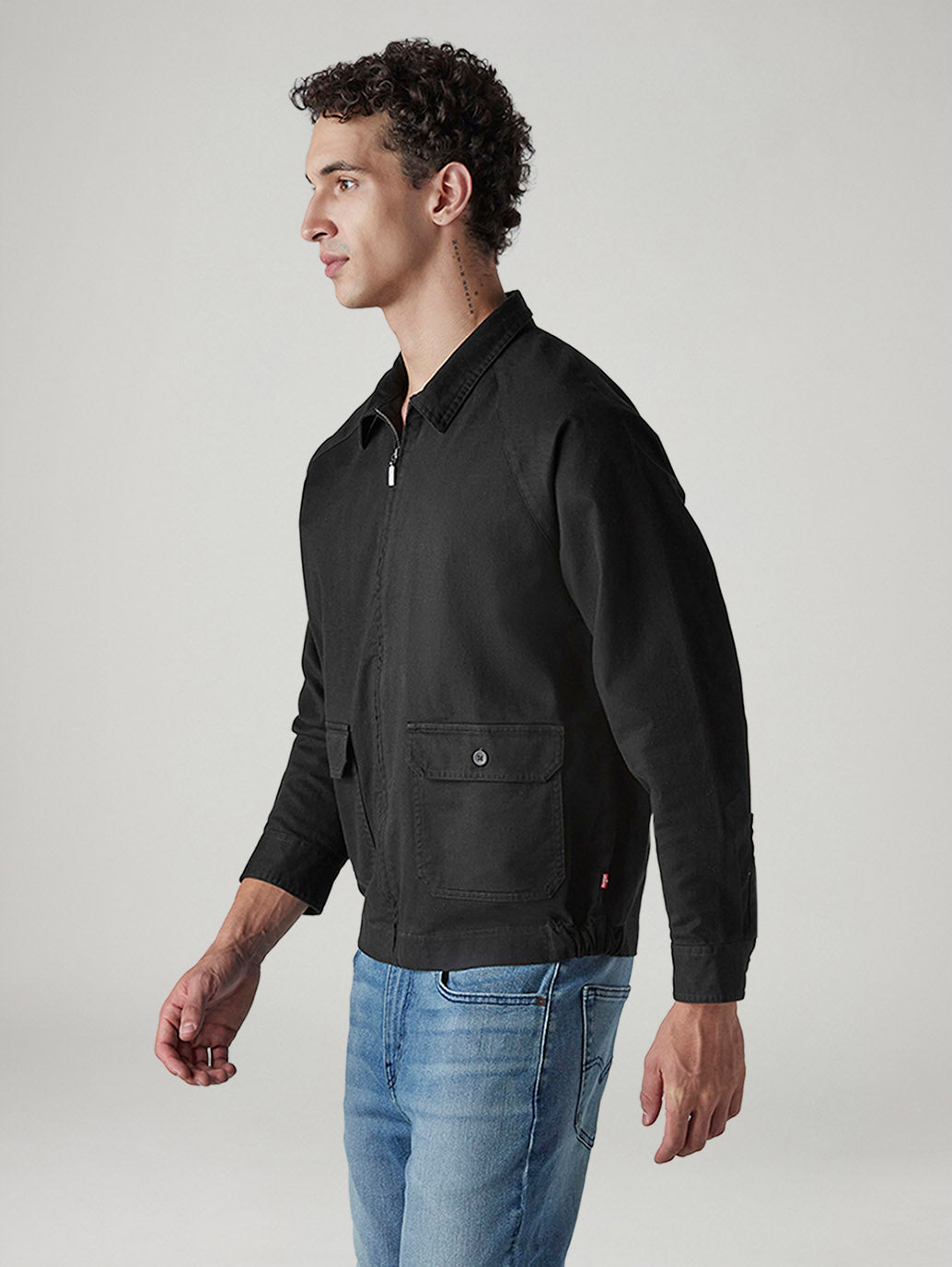 Men's Solid Relaxed Fit Jacket - Side View