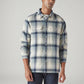 Men's Checkered Relaxed Fit Double Cloth Flannel Shirt - Front View