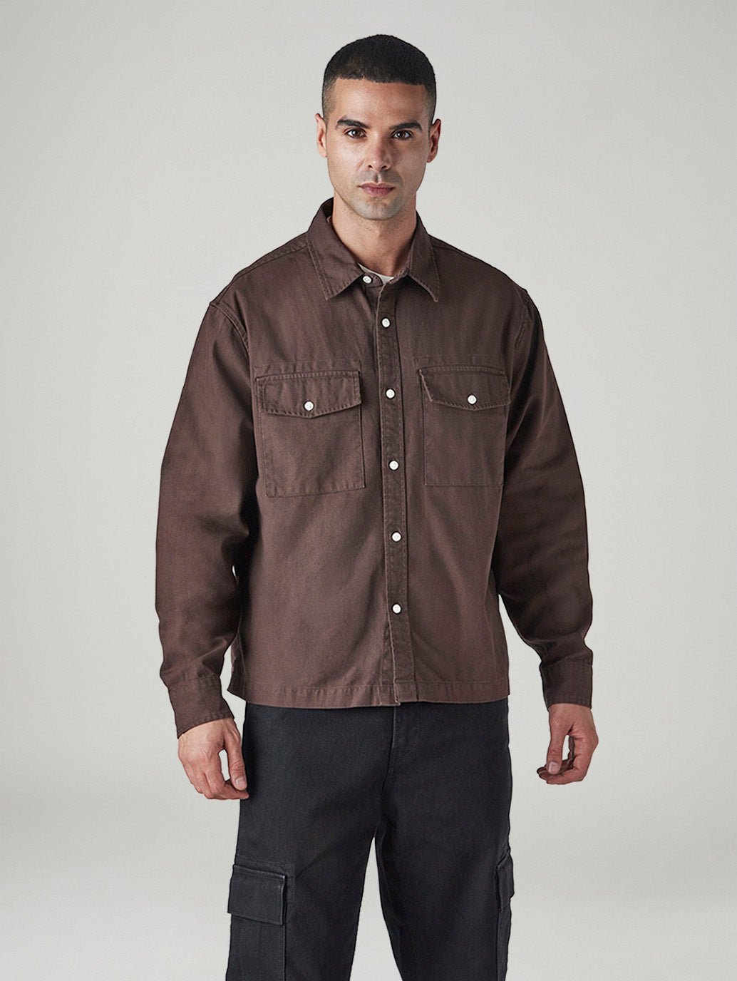 Men's Solid Relaxed Fit Shacket