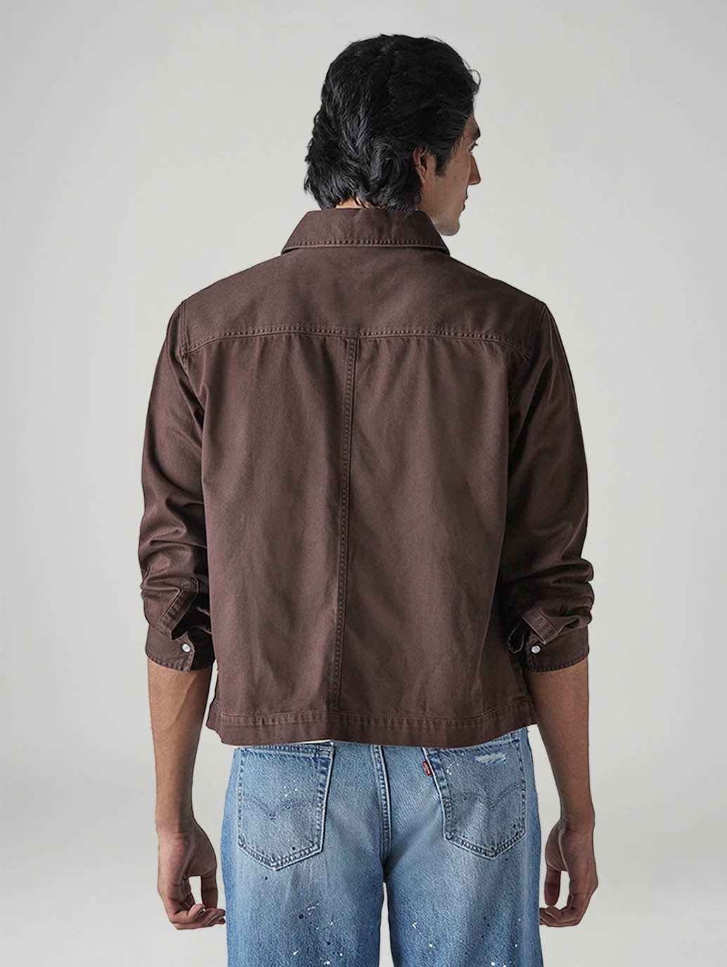 Men's Solid Brown Zip Collar Shacket - 20 View