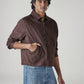 Men's Solid Brown Zip Collar Shacket - 20 View