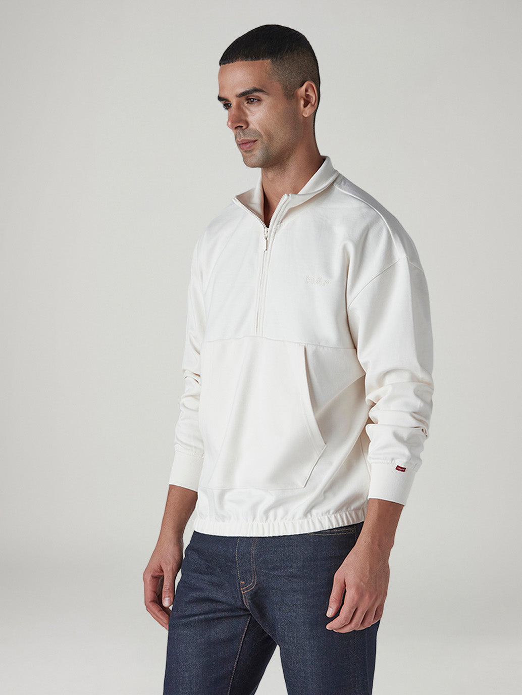 Men's Solid Boxy Fit Sweatshirt - Side View