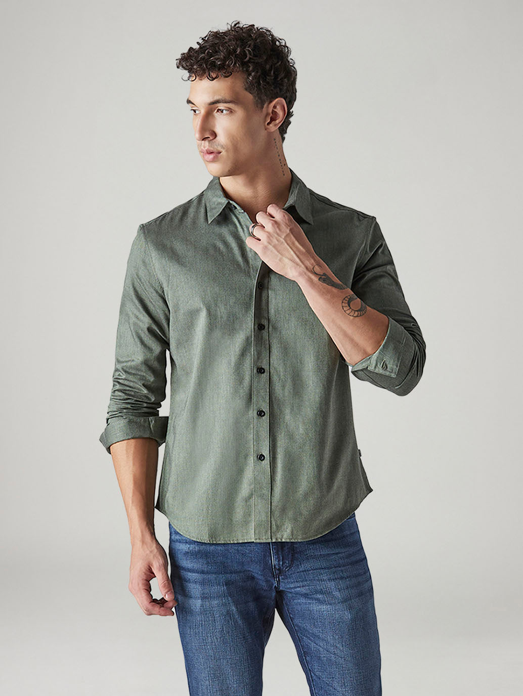 Men's Solid Slim Fit Oxford Redloop Shirt