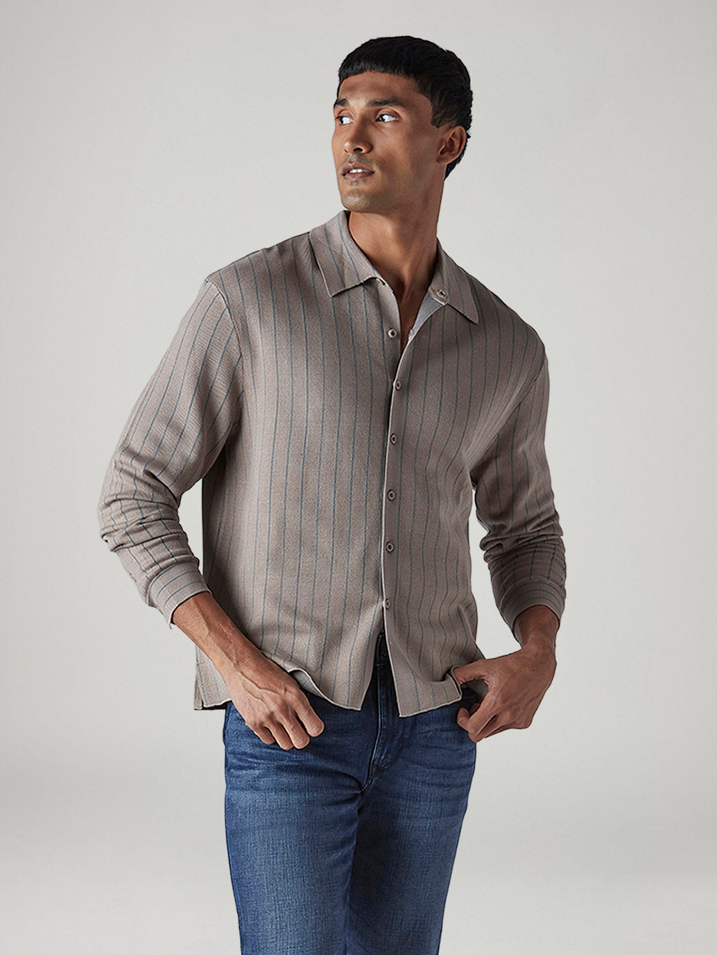 Men's Striped Slim Fit Redloop Shirt