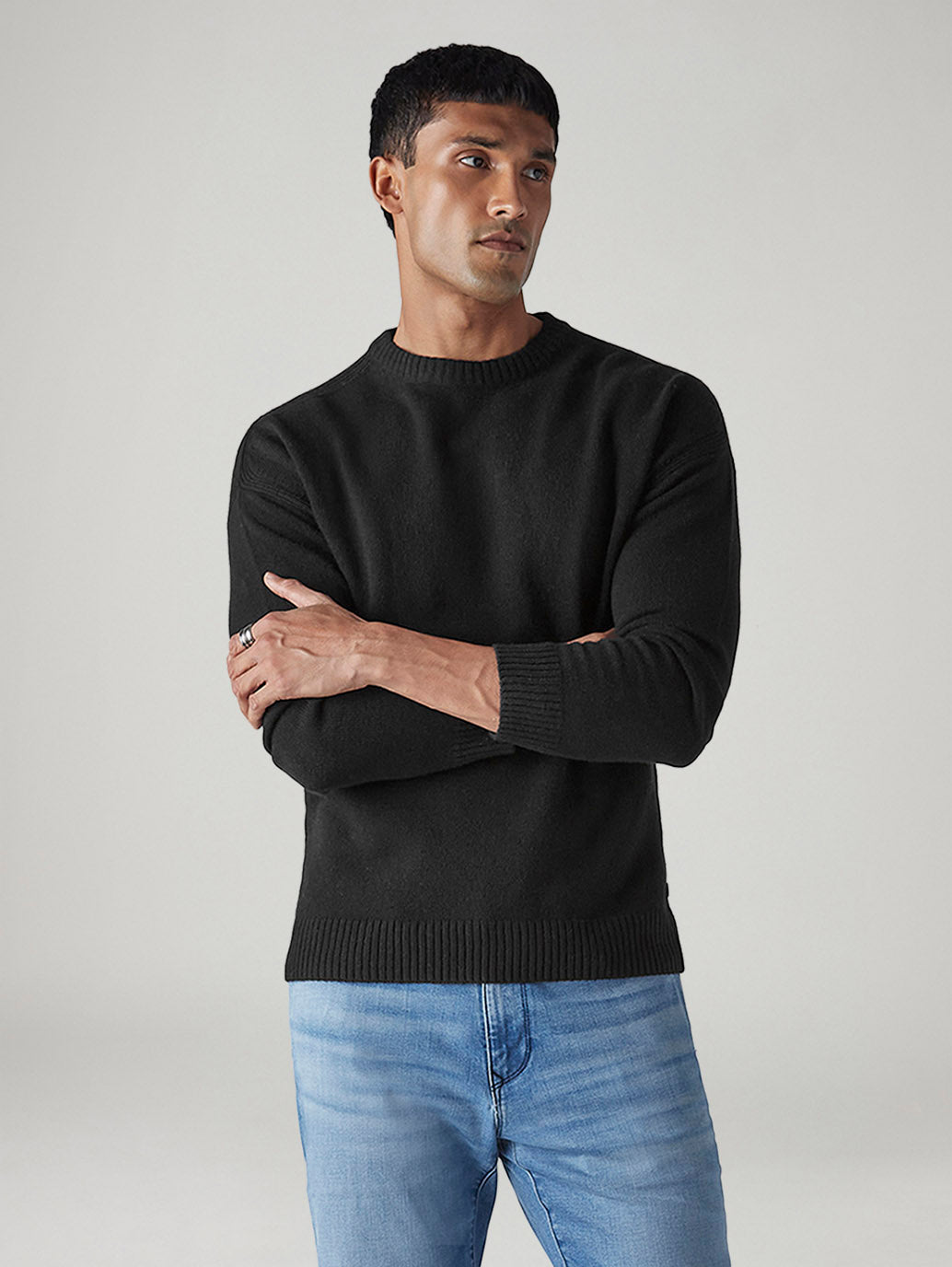 Men's Solid Relaxed Fit Redloop Sweater