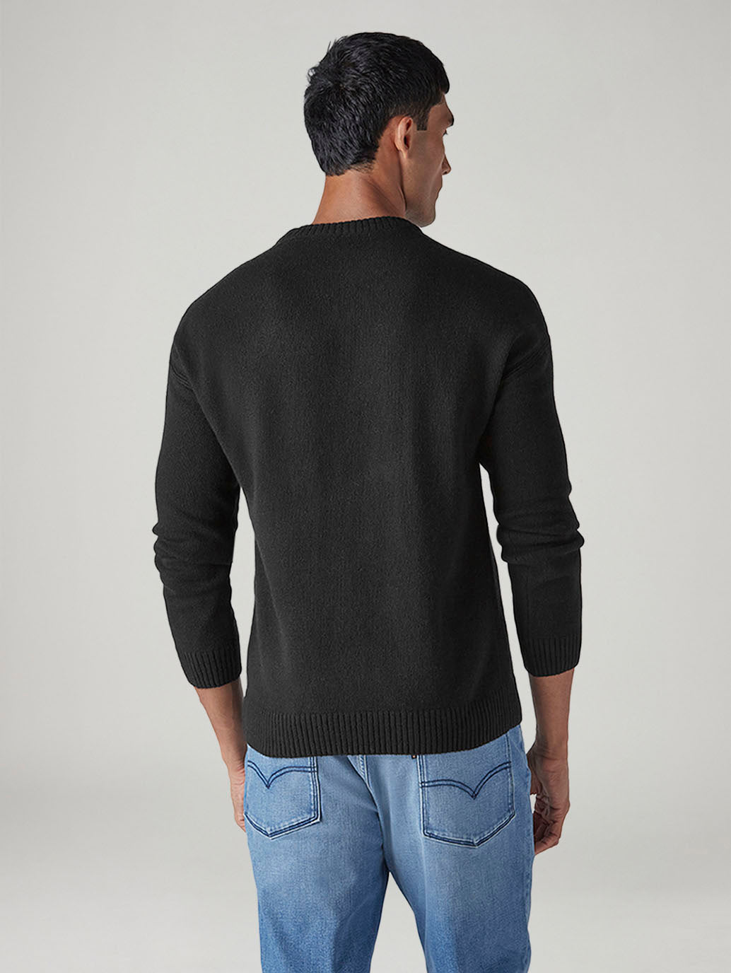 Men's Solid Relaxed Fit Redloop Sweater - 20 View