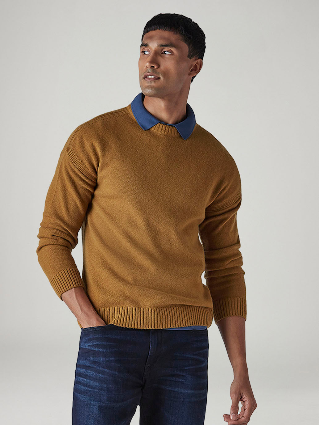 Men's Solid Relaxed Fit Redloop Sweater