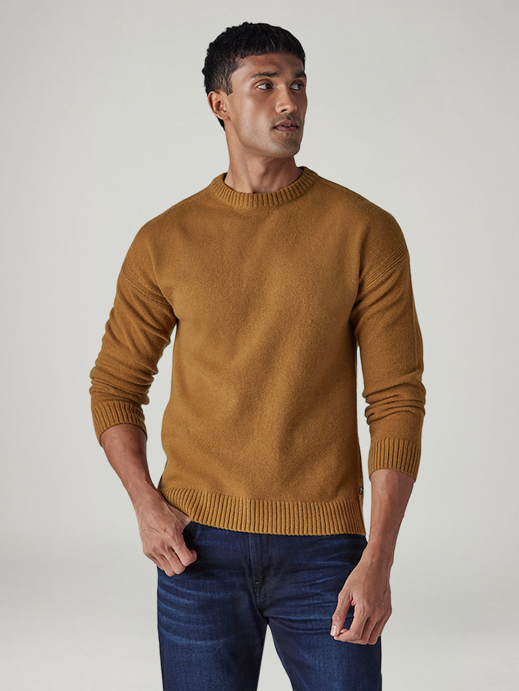 Men's Solid Relaxed Fit Redloop Sweater - 20 View