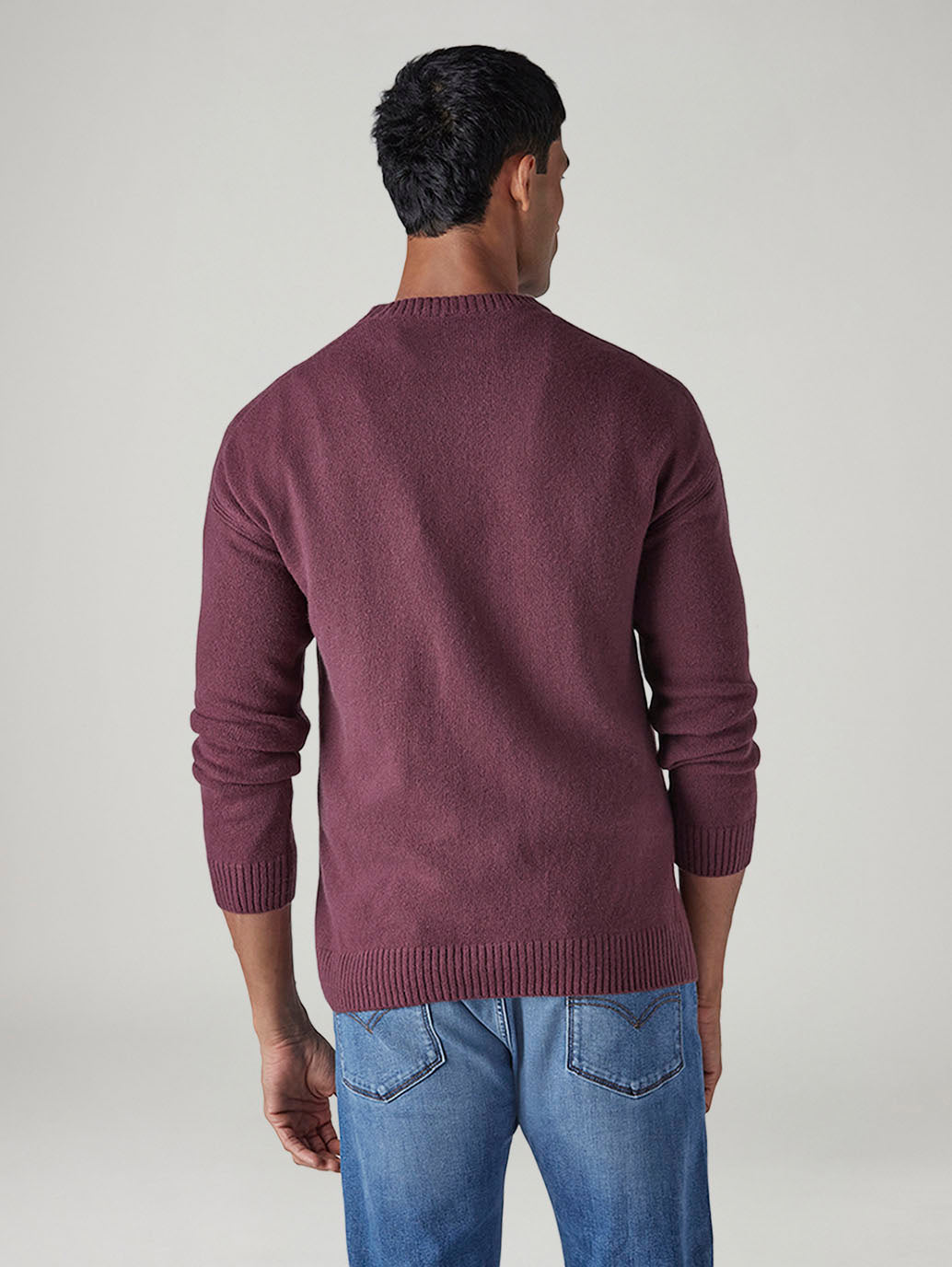 Men's Solid Relaxed Fit Redloop Sweater - 20 View