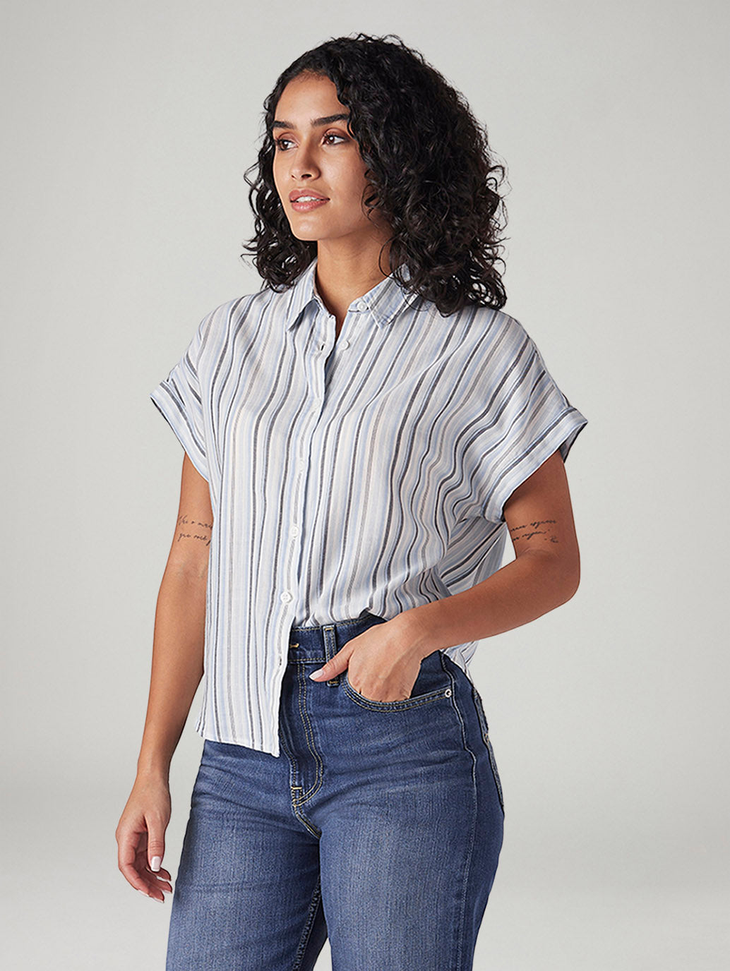 Women's Striped Regular Fit Shirt - Styleshot View