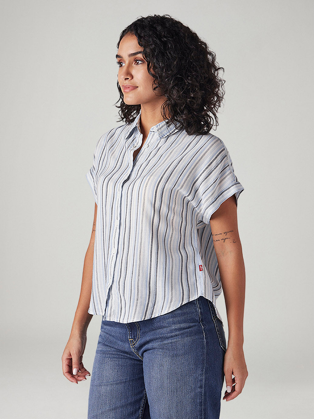 Women's Striped Regular Fit Shirt - Side View