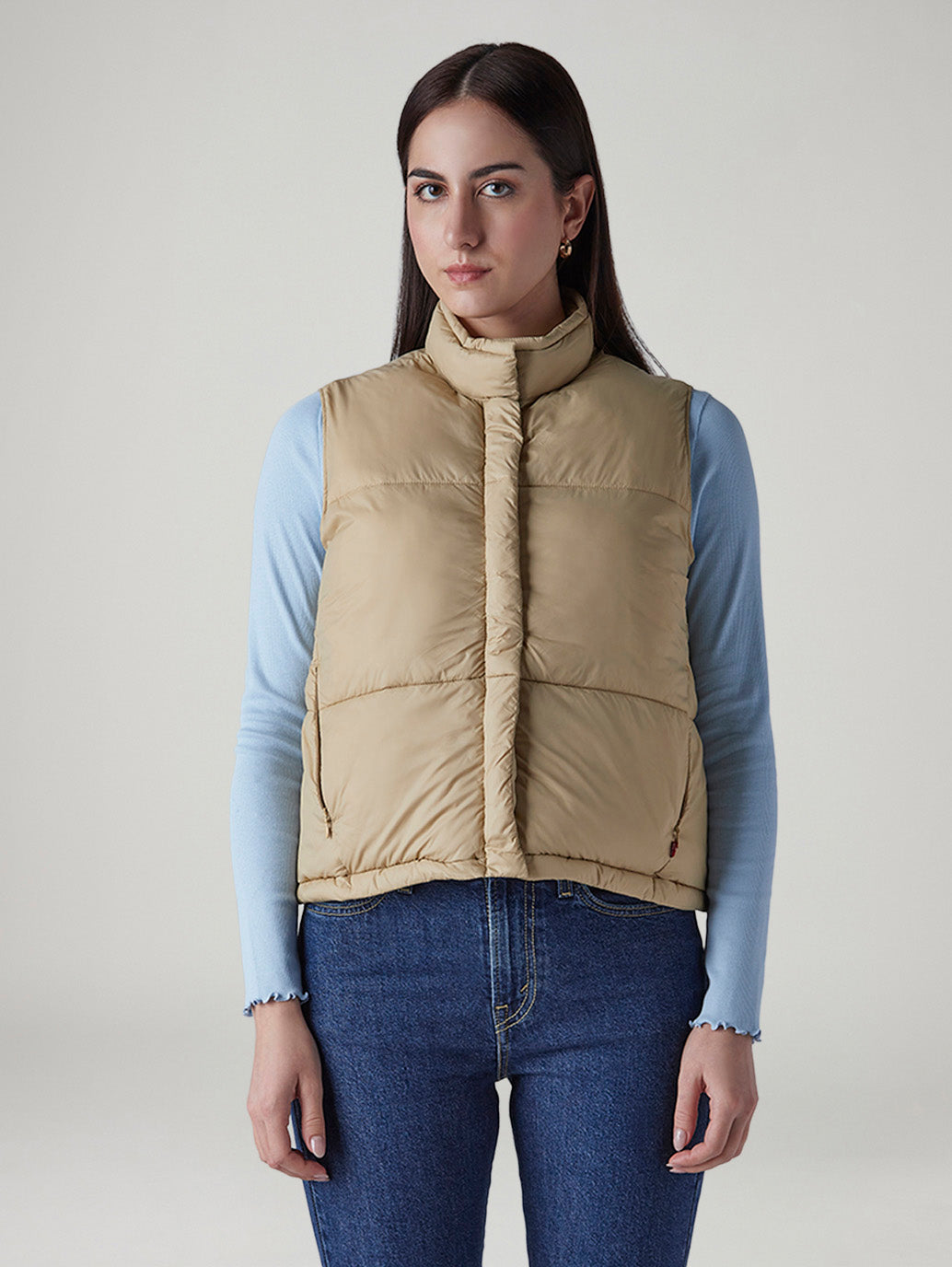 Women's Quilted Slim Fit Puffer Jacket - Front View