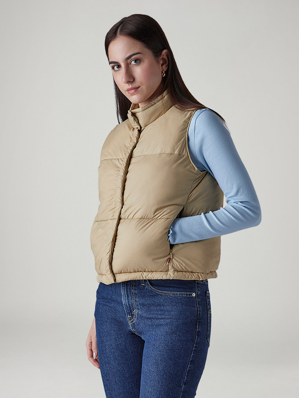 Women's Quilted Slim Fit Puffer Jacket - Side View