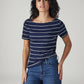 Women's Striped Slim Fit Ribbed T-Shirt - Styleshot View